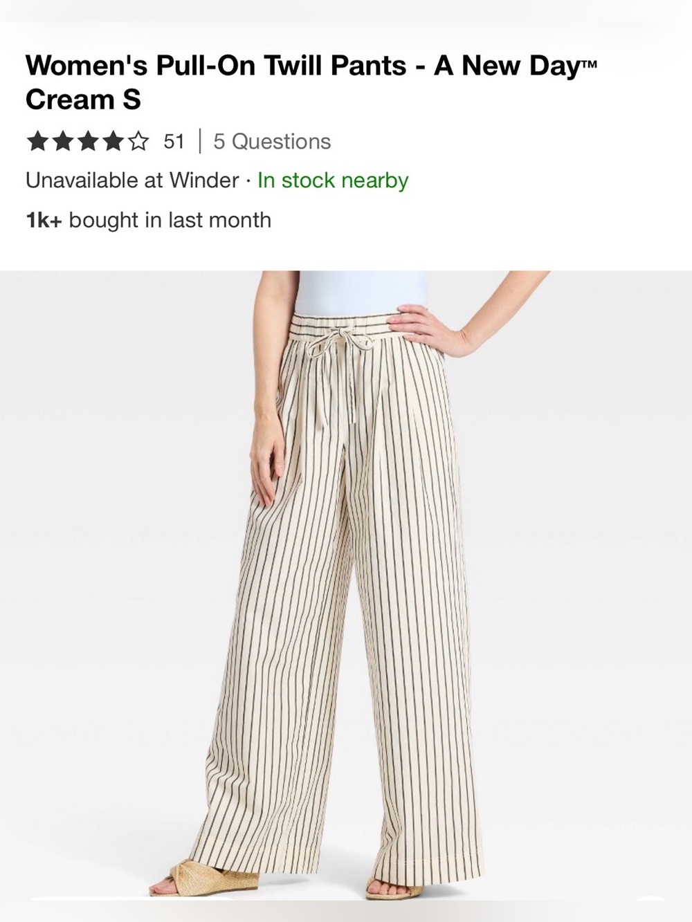 NWT Women’s Pull-On Twill Pants “A New Day” Size Small in the color “cream”